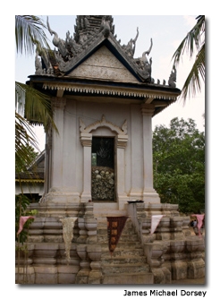 The stupa at Choeung Ek serves as a reminder of a violent past.
